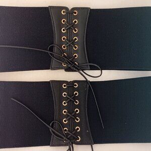 2 Stretch Wide CORSET Belts With Lace-Up Detail NEW